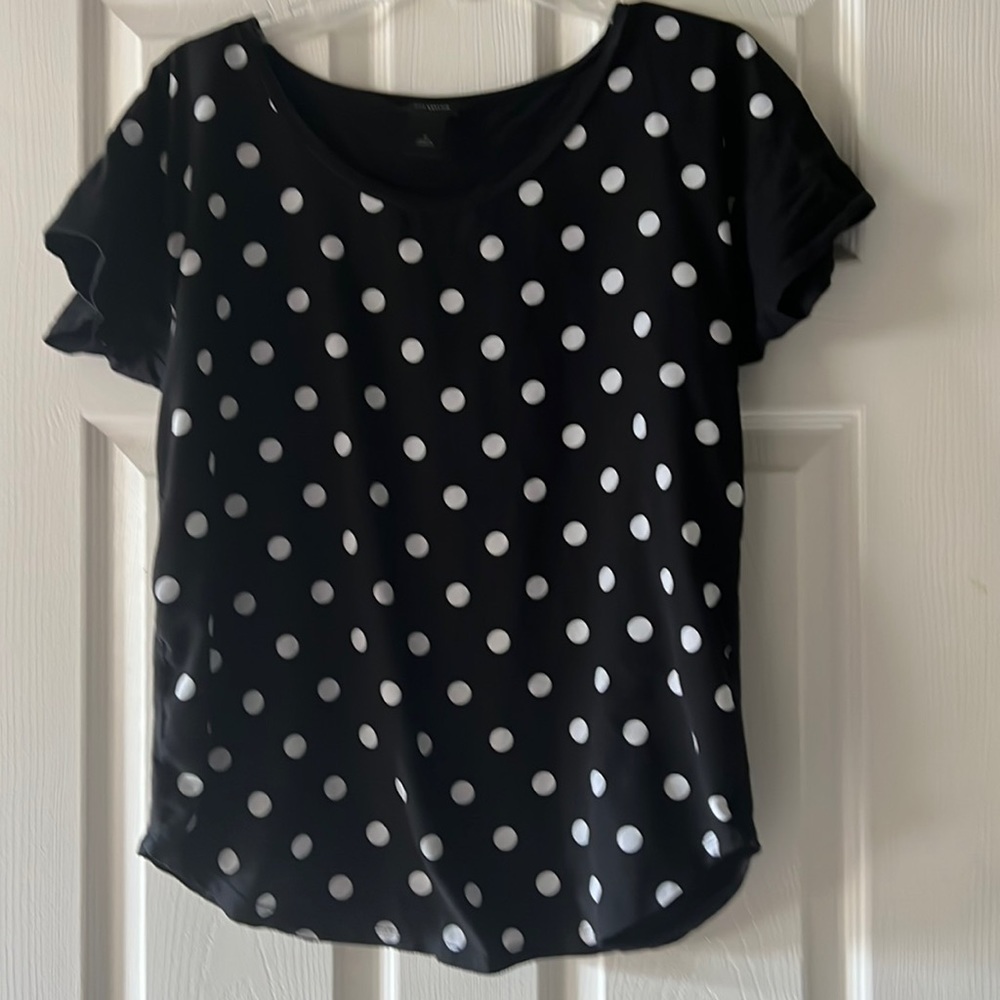 Women’s Ann Taylor Black & White Polka Dot Top, Size M